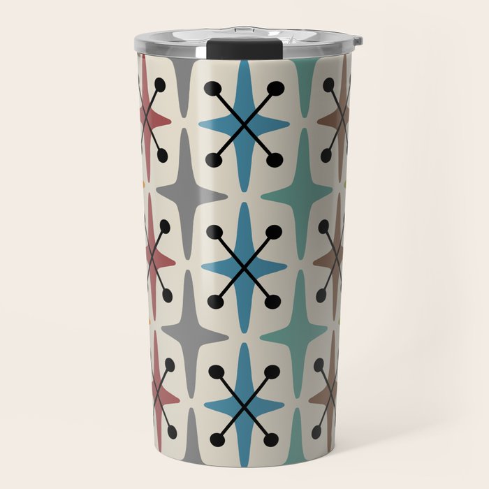 Mid Century Modern Atomic Age Starburst Pattern 226 Googie  Travel Mug Gallery Image 1