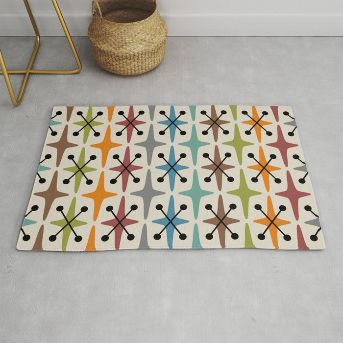 Mid Century Modern Atomic Age Starburst Pattern 226 Googie Rug – Society6