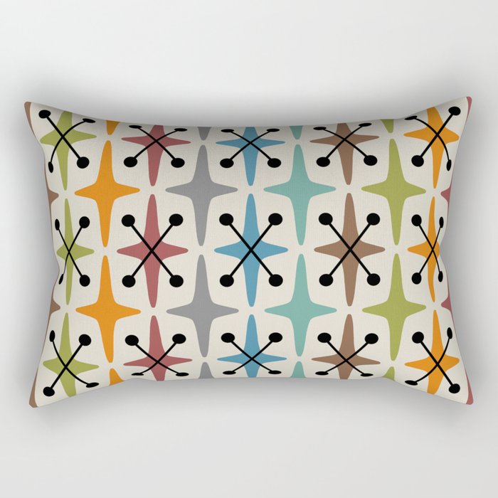 Mid Century Modern Atomic Age Starburst Pattern 226 Googie  Rectangular Pillow Gallery Image 2