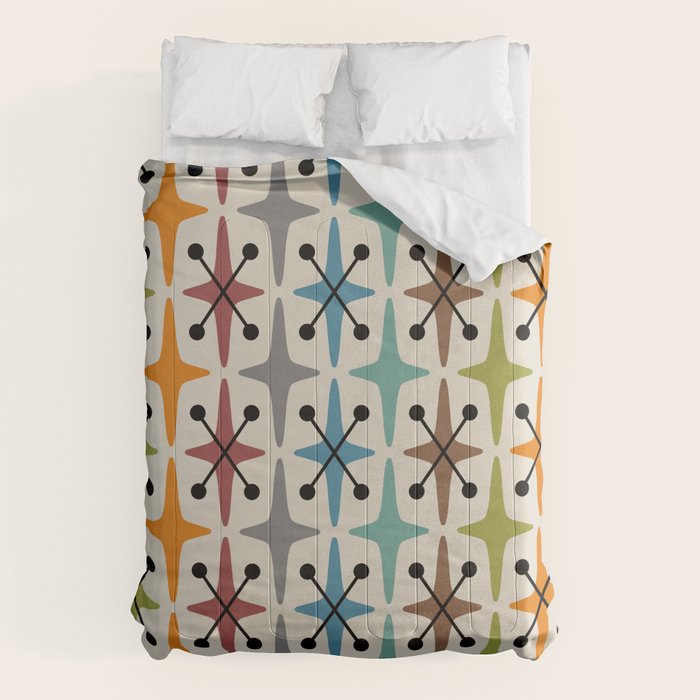 Mid Century Modern Atomic Age Starburst Pattern 226 Googie  Comforter Gallery Image 6