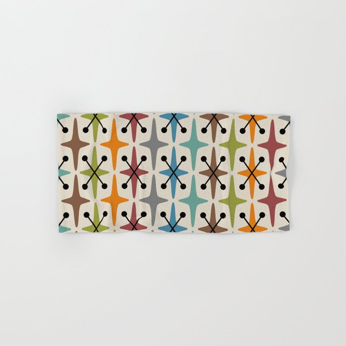 Mid Century Modern Atomic Age Starburst Pattern 226 Googie  Bath Towel Gallery Image 1