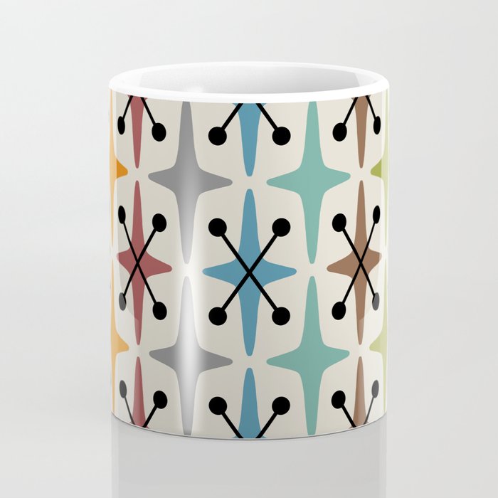 Mid Century Modern Atomic Age Starburst Pattern 226 Googie  Coffee Mug Gallery Image 4