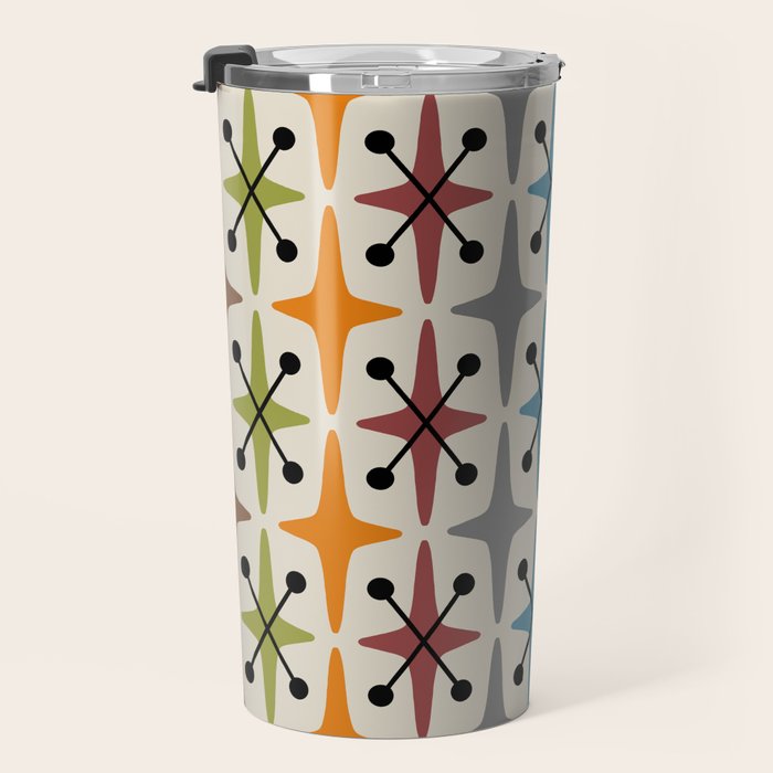 Mid Century Modern Atomic Age Starburst Pattern 226 Googie  Travel Mug Gallery Image 3
