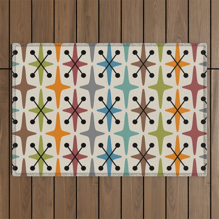 Mid Century Modern Atomic Age Starburst Pattern 226 Googie  Outdoor Rug Gallery Image 1