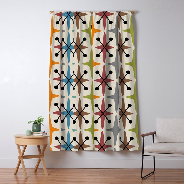 Mid Century Modern Atomic Age Starburst Pattern 226 Googie  Window Curtain Gallery Image 5