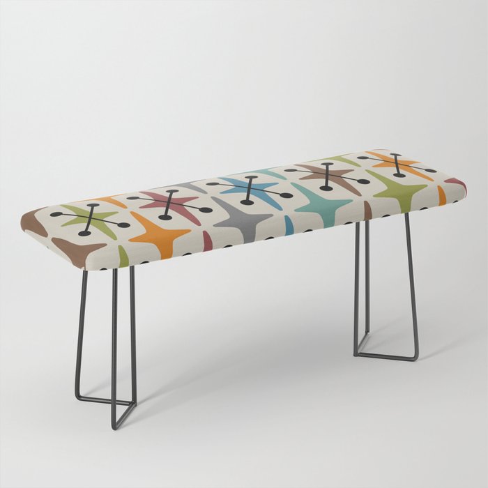 Mid Century Modern Atomic Age Starburst Pattern 226 Googie  Bench Gallery Image 1