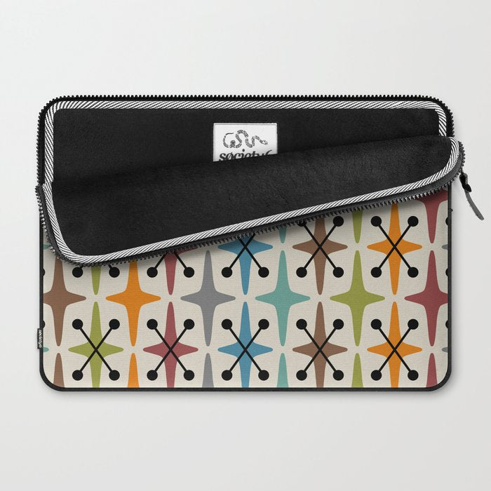 Mid Century Modern Atomic Age Starburst Pattern 226 Googie  Laptop Sleeve Gallery Image 2