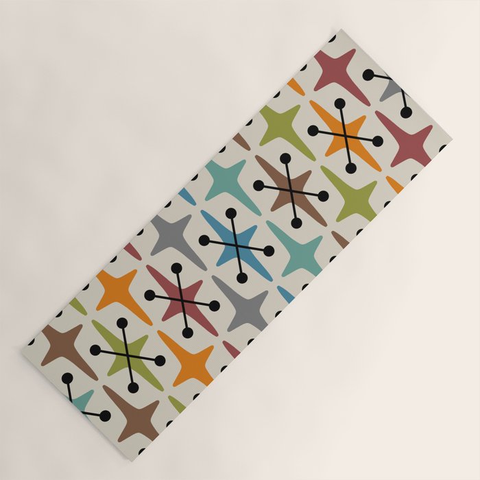 Mid Century Modern Atomic Age Starburst Pattern 226 Googie  Yoga Mat Gallery Image 1