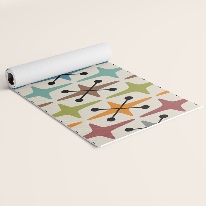 Mid Century Modern Atomic Age Starburst Pattern 226 Googie  Yoga Mat Gallery Image 2