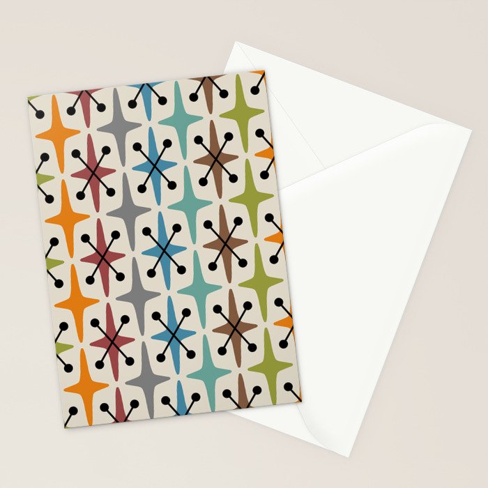 Mid Century Modern Atomic Age Starburst Pattern 226 Googie  Stationery Card Gallery Image 2