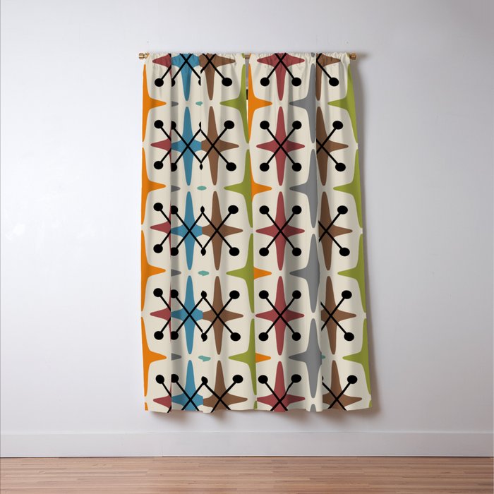 Mid Century Modern Atomic Age Starburst Pattern 226 Googie  Window Curtain Gallery Image 3
