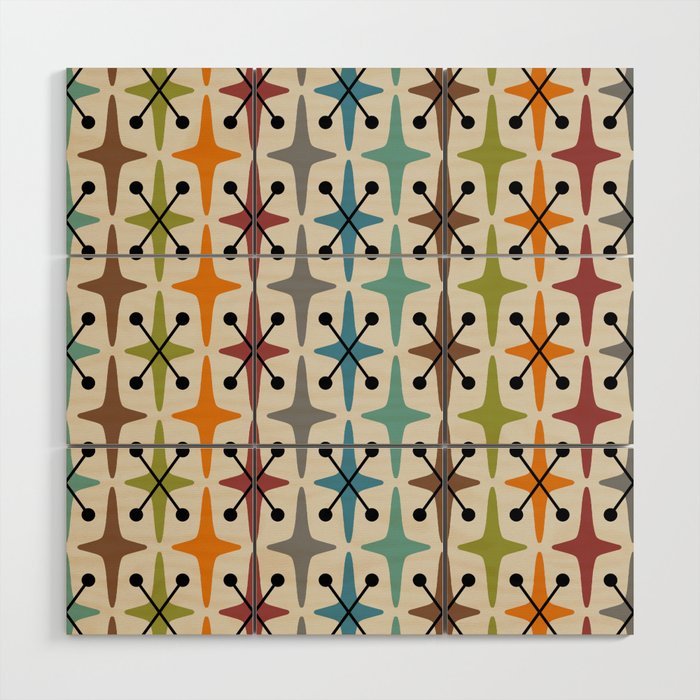 Mid Century Modern Atomic Age Starburst Pattern 226 Googie  Wood Wall Art Gallery Image 1