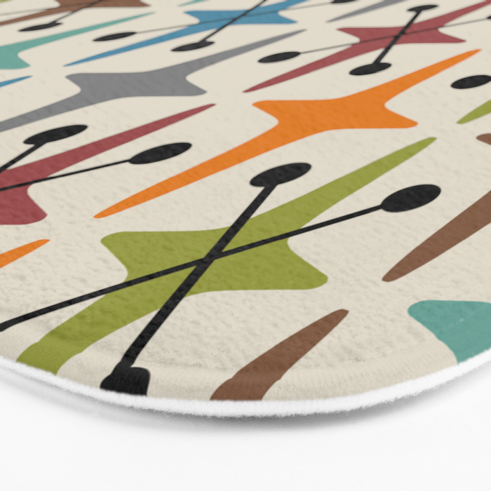 Mid Century Modern Atomic Age Starburst Pattern 226 Googie  Bath Mat Gallery Image 3