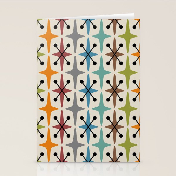 Mid Century Modern Atomic Age Starburst Pattern 226 Googie  Stationery Card Gallery Image 1