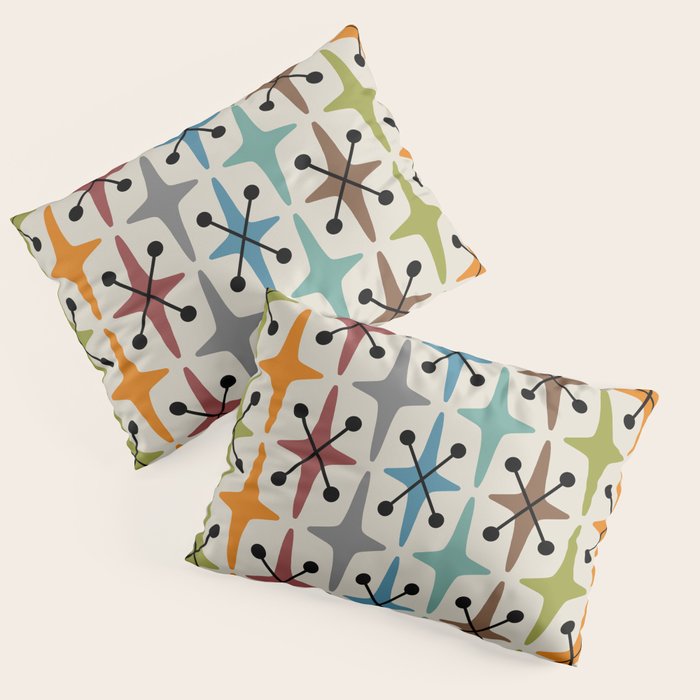 Mid Century Modern Atomic Age Starburst Pattern 226 Googie  Pillow Sham Gallery Image 1