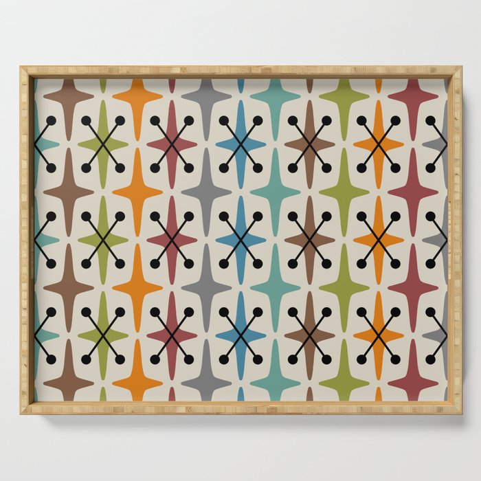 Mid Century Modern Atomic Age Starburst Pattern 226 Googie  Serving Tray Gallery Image 1