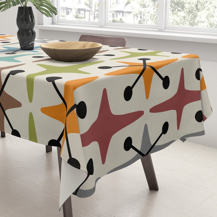 Mid Century Modern Atomic Age Starburst Pattern 226 Googie  Tablecloth Gallery Image 3