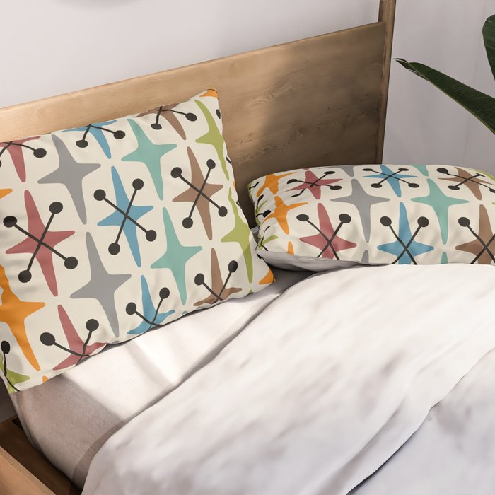 Mid Century Modern Atomic Age Starburst Pattern 226 Googie  Pillow Sham Gallery Image 2