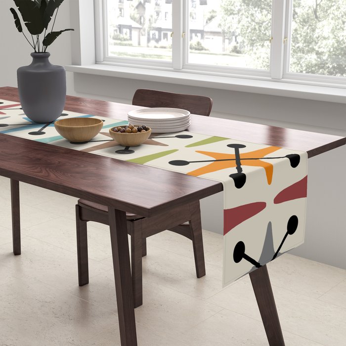 Mid Century Modern Atomic Age Starburst Pattern 226 Googie  Table Runner Gallery Image 2