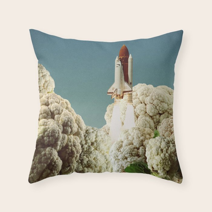 Houston we have cauliflower II - Rocket take-off Throw Pillow Gallery Image 1