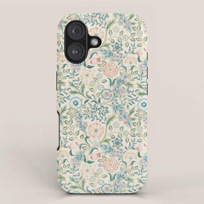 William Morris Vintage Wilhelmina Ivory Pastel Floral iPhone Case Gallery Image 1