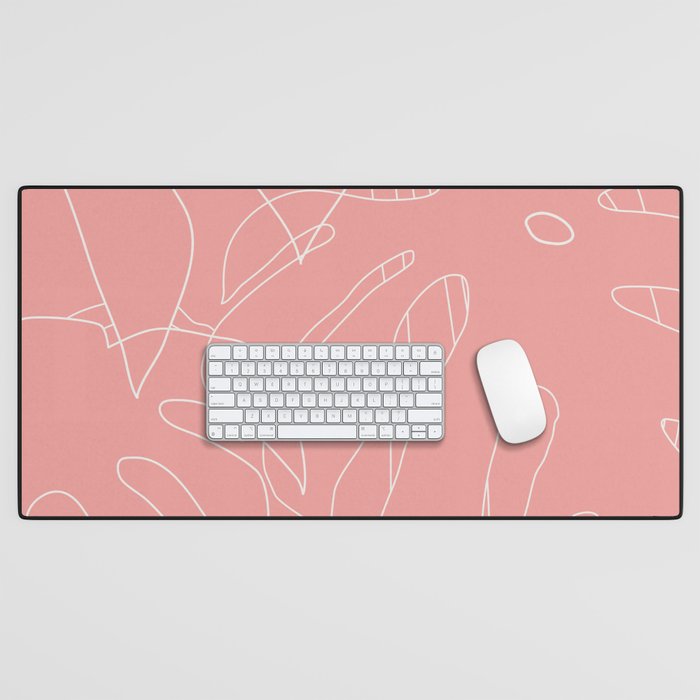 Monstera No2 Pink Desk Mat Gallery Image 1