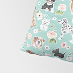 Cute Dogs on Aqua Blue, Dogs and Flowers, Pet Painting, Cute Animals, Golden Retriever, Dachshund, Corgi, Bulldog, Dalmation Pillow Sham Gallery Image 4