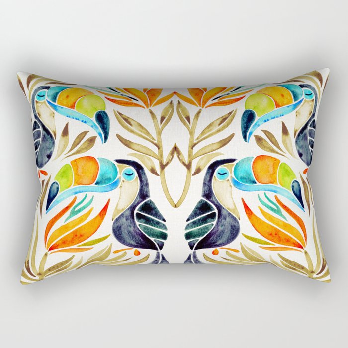 Tropical Toucans - Sepia Palette Rectangular Pillow Gallery Image 2