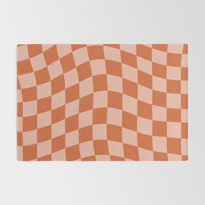 Warped Check Pattern Pumpkin Peach Rug Gallery Image 2