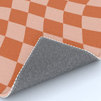 Warped Check Pattern Pumpkin Peach Rug Gallery Image 4