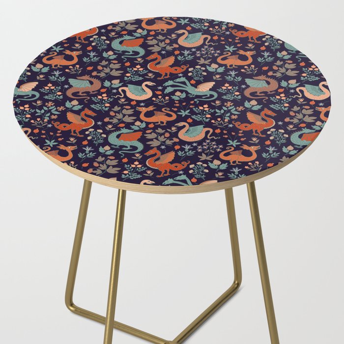 Dragons and Flowers Dark Purple Side Table Gallery Image 2