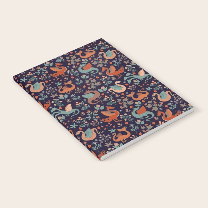 Dragons and Flowers Dark Purple Notebook Gallery Image 1