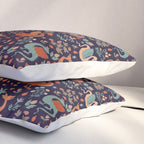 Dragons and Flowers Dark Purple Pillow Sham Gallery Image 3