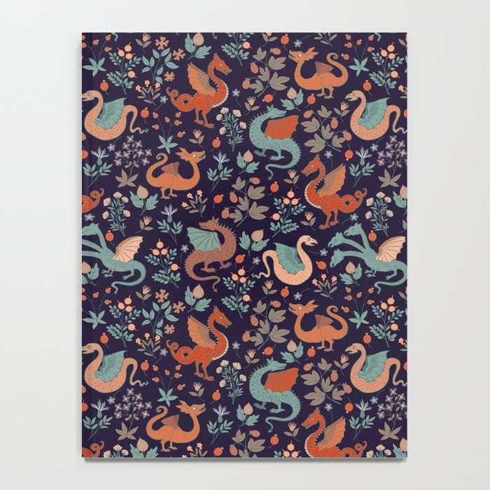 Dragons and Flowers Dark Purple Notebook Gallery Image 4