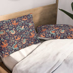 Dragons and Flowers Dark Purple Pillow Sham Gallery Image 2