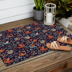 Dragons and Flowers Dark Purple Outdoor Rug Gallery Image 2