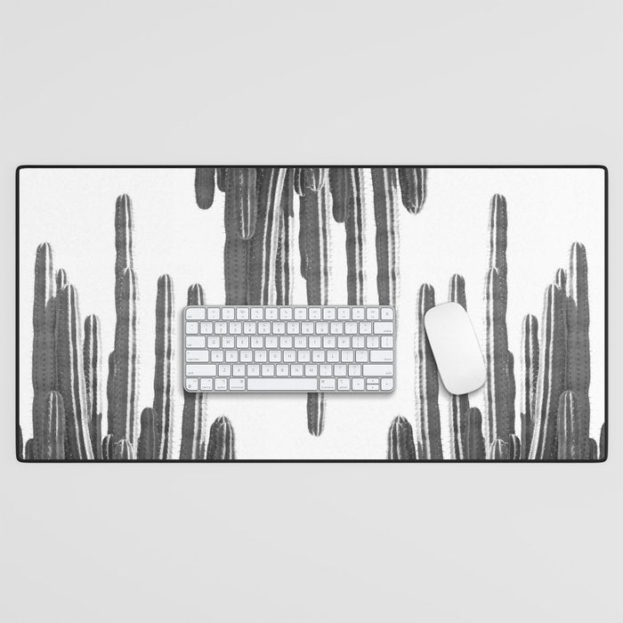 Black and White Cactus Desk Mat Gallery Image 1