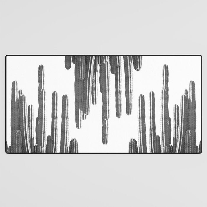 Black and White Cactus Desk Mat Gallery Image 3