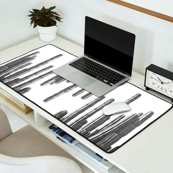 Black and White Cactus Desk Mat Gallery Image 2