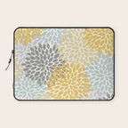 Floral Pattern, Yellow, Pale, Aqua and Gray Laptop Sleeve Gallery Image 1