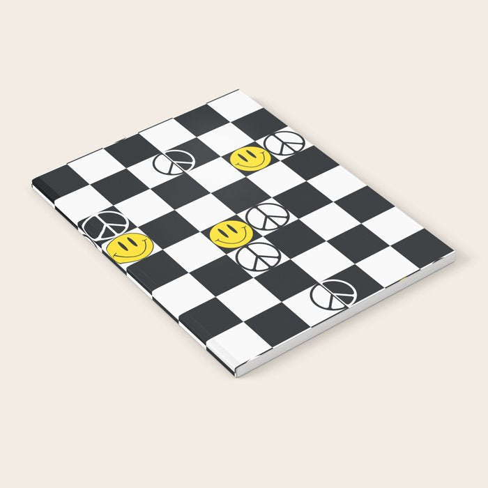 Checkered Smiley Face & Peace Sign Notebook Gallery Image 2