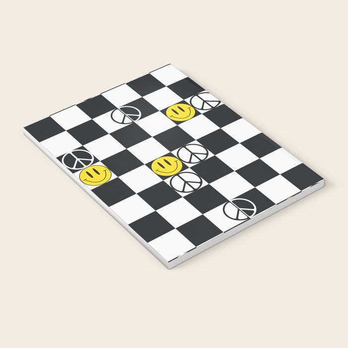 Checkered Smiley Face & Peace Sign Notebook Gallery Image 3