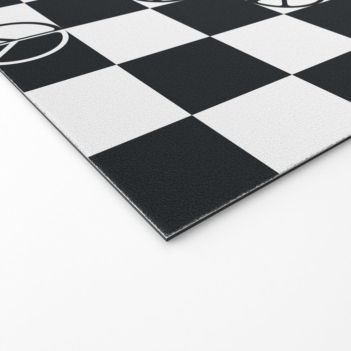 Checkered Smiley Face & Peace Sign Welcome Mat Gallery Image 2