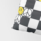 Checkered Smiley Face & Peace Sign Pillow Sham Gallery Image 4