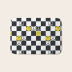 Checkered Smiley Face & Peace Sign Bath Mat Gallery Image 1