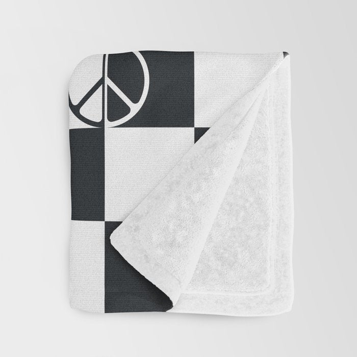 Checkered Smiley Face & Peace Sign Throw Blanket Gallery Image 3