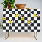 Checkered Smiley Face & Peace Sign Credenza Gallery Image 1