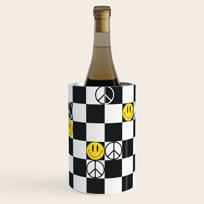 Checkered Smiley Face & Peace Sign Wine Chiller Gallery Image 3