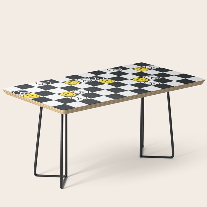 Checkered Smiley Face & Peace Sign Coffee Table Gallery Image 1