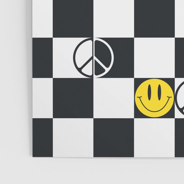 Checkered Smiley Face & Peace Sign Poster Gallery Image 3